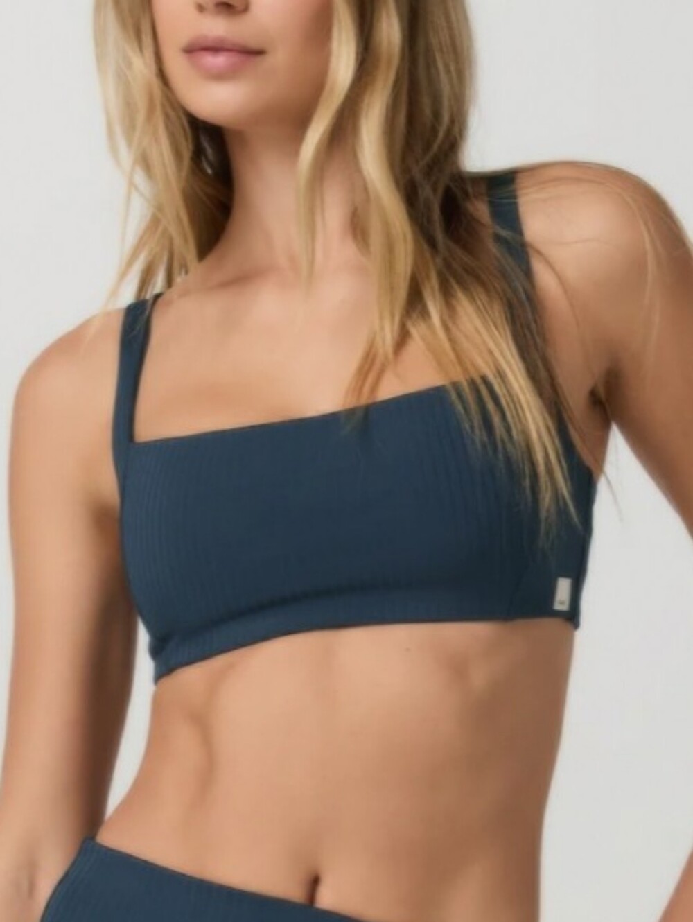 Vuori Ocean Blue Ribbed Square-Neck Bralette - Picture 3 of 4